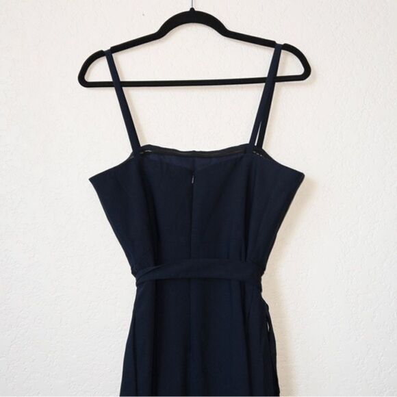 New Dessy Collection Midnight Navy Spaghetti Strap Crepe Sash Jumpsuit Size‎ 12 - Picture 8 of 9